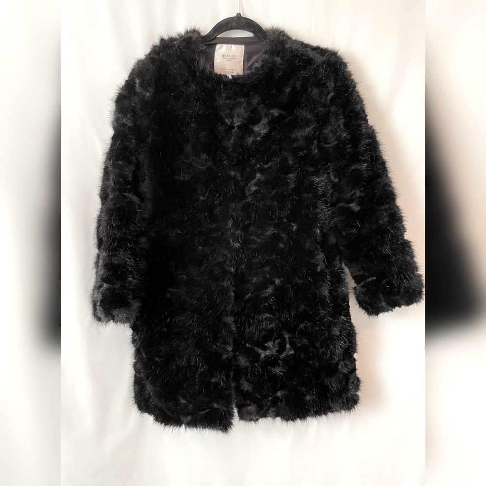 ZARA black fur coat size M
